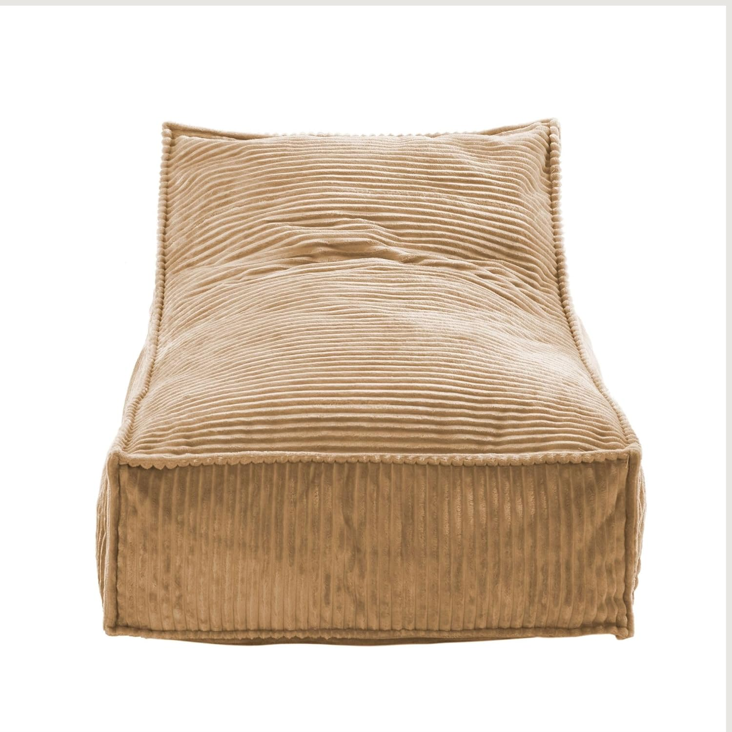 Cadence & Co. Wilde Ribbed Luxe Fleece Beanbag Lounge Cover Super Soft Luxury Soft Touch and an On-Trend Look (Cover Only &ndash; Beans Not Included) Size: 80X98X73Cm - Natural Fawn
