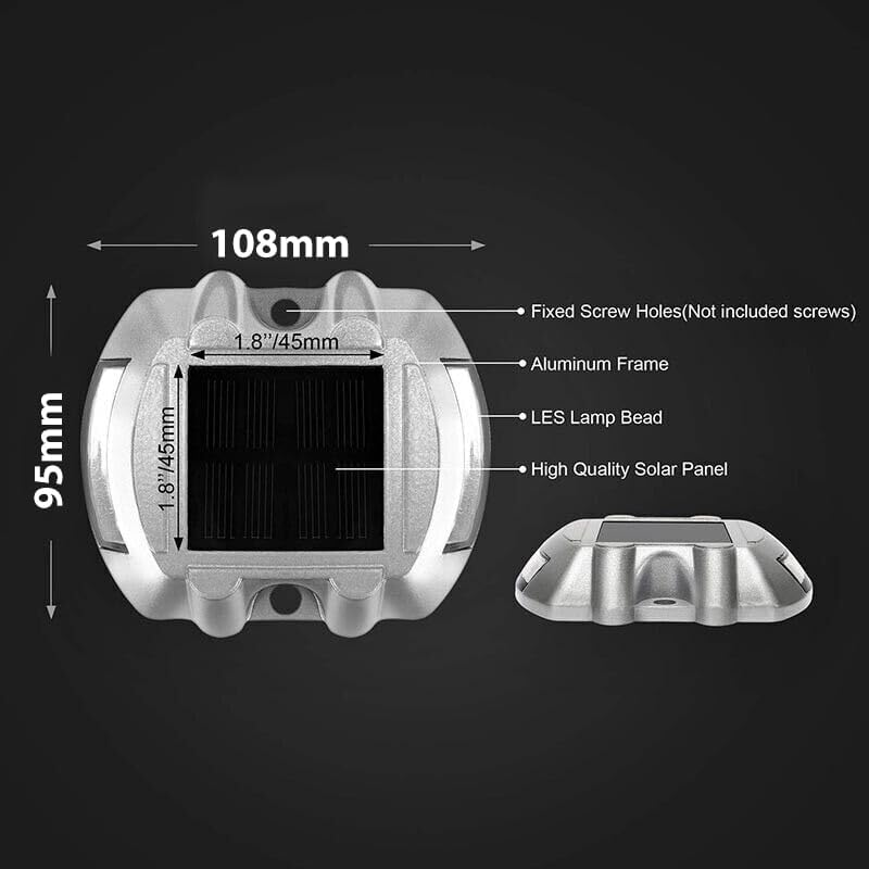 AIMALL Waterproof Solar LED Driveway Lights, Outdoor Road Step Dock Lights with 6 Leds for Path, Garden, Walkway, Sidewalk, and Warning Light image number 1