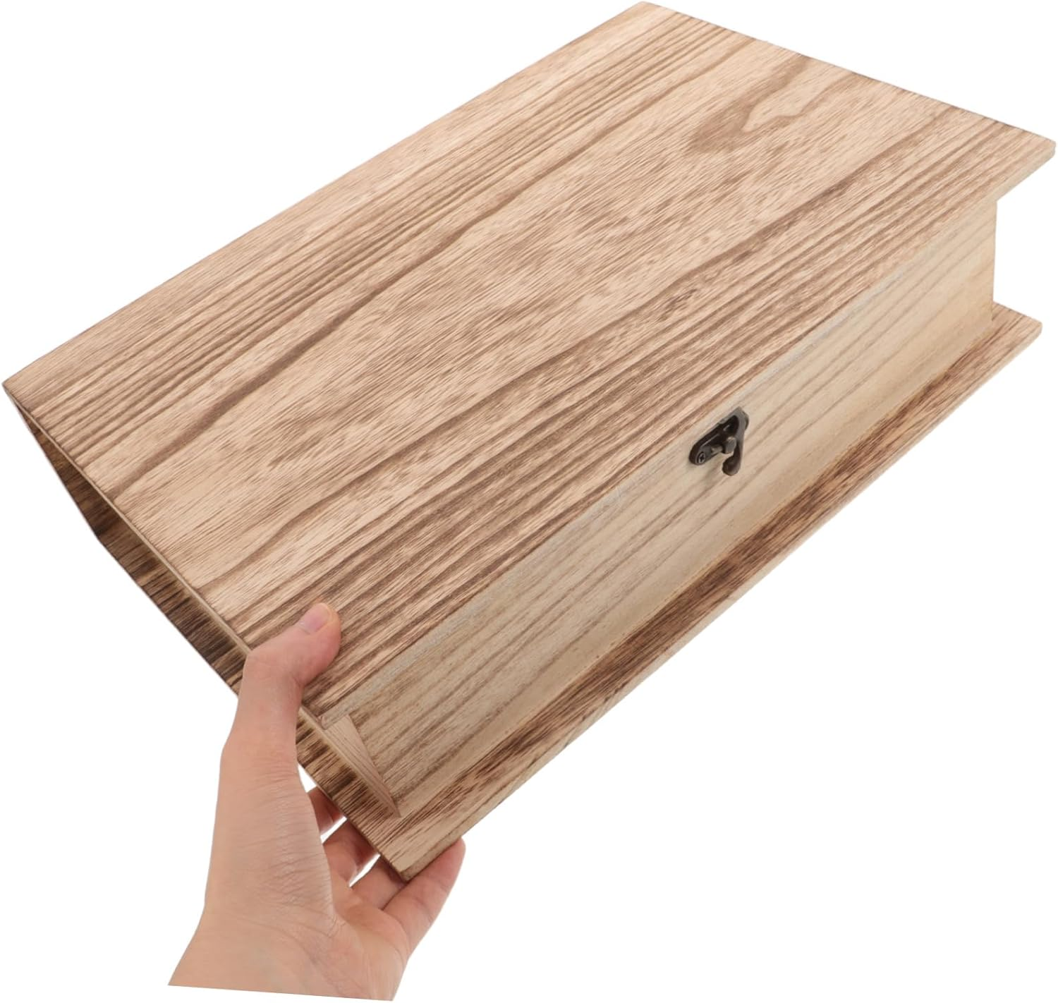 BESTOYARD 2Pcs Elegant Book Shaped Wooden Storage Box Desktop Organizer Flip Lid Jewelry Case for Books Cards and Trinkets image number 3