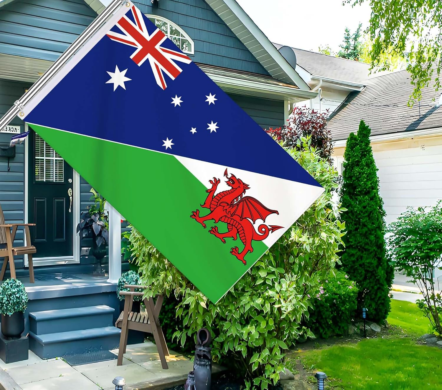 Welsh Flag,3X5 FT Wales Flag,36X60 Inch Large Digitial Double-Printed Durable 150D Thick Polyester Decorations with 2 Brass Grommet