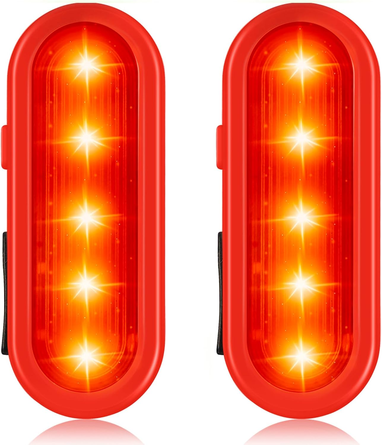 Rechargeable LED Safety Lights, Waterproof Hands-Free Running Lights Compact Warning Flashlight with 3 Modes (Continuous & Flashing Light) for Night Jogging Hiking Camping Outdoor Adventures (2Black)