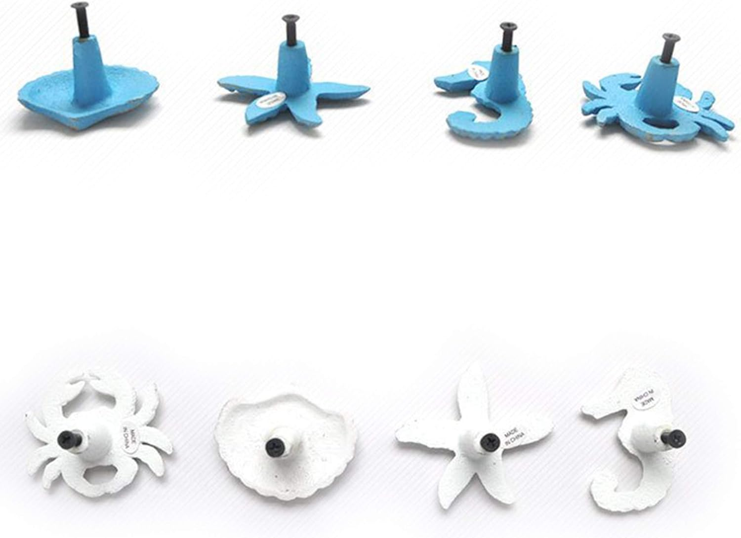 Mechwares-Retro Marine Style Cast Iron Drawer Handle-Kitchen Cabinet Wardrobe Closet Hardware-Pattern of Hippocampus|Starfish|Crab|Scallop(4, Blue) image number 6