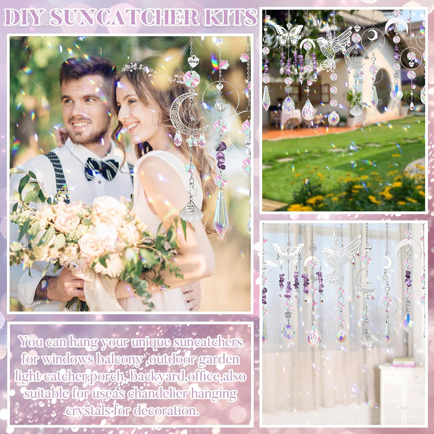 ASTNIC 400Pcs Crystal Suncatchers Making Kits,Diy Sun Catchers Making Supplies Kit Silver Butterfly Hummingbird Hanging Prism Ornament Crystal Ball Rainbow Maker for Window Home Garden Christmas Decor image number 6