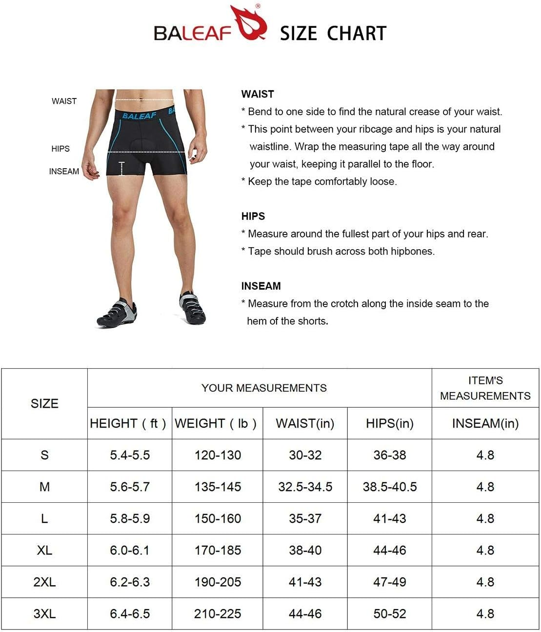 Baleaf Men'S Cycling Underwear 3D Padded Bike Shorts with Padding Road Biking MTB Liner Bicycle Gear Accessories image number 2
