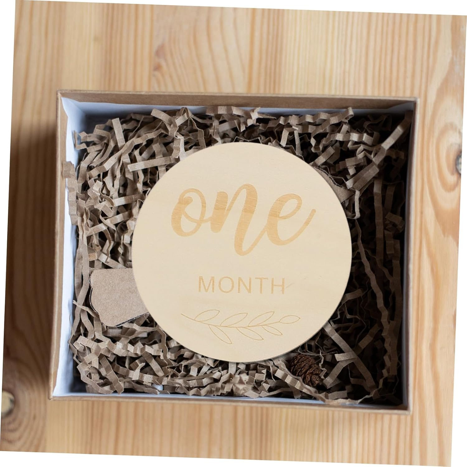 OHPHCALL 14Pcs Milestone Wooden Circles Newborn Shower Milestone Cards Monthly Discs for Photography Decor image number 3