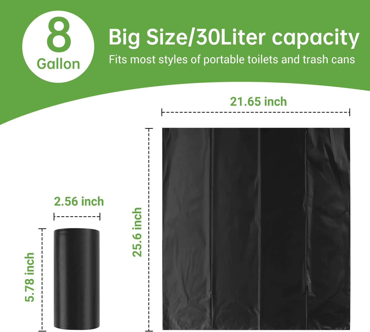 25 Portable Camping Toilet Bags, 8 Gallon Leak-Proof Trash Bags, 1.1 Mil Super Thick Biodegradable Waste Bags for Outdoor Boating Travel image number 3