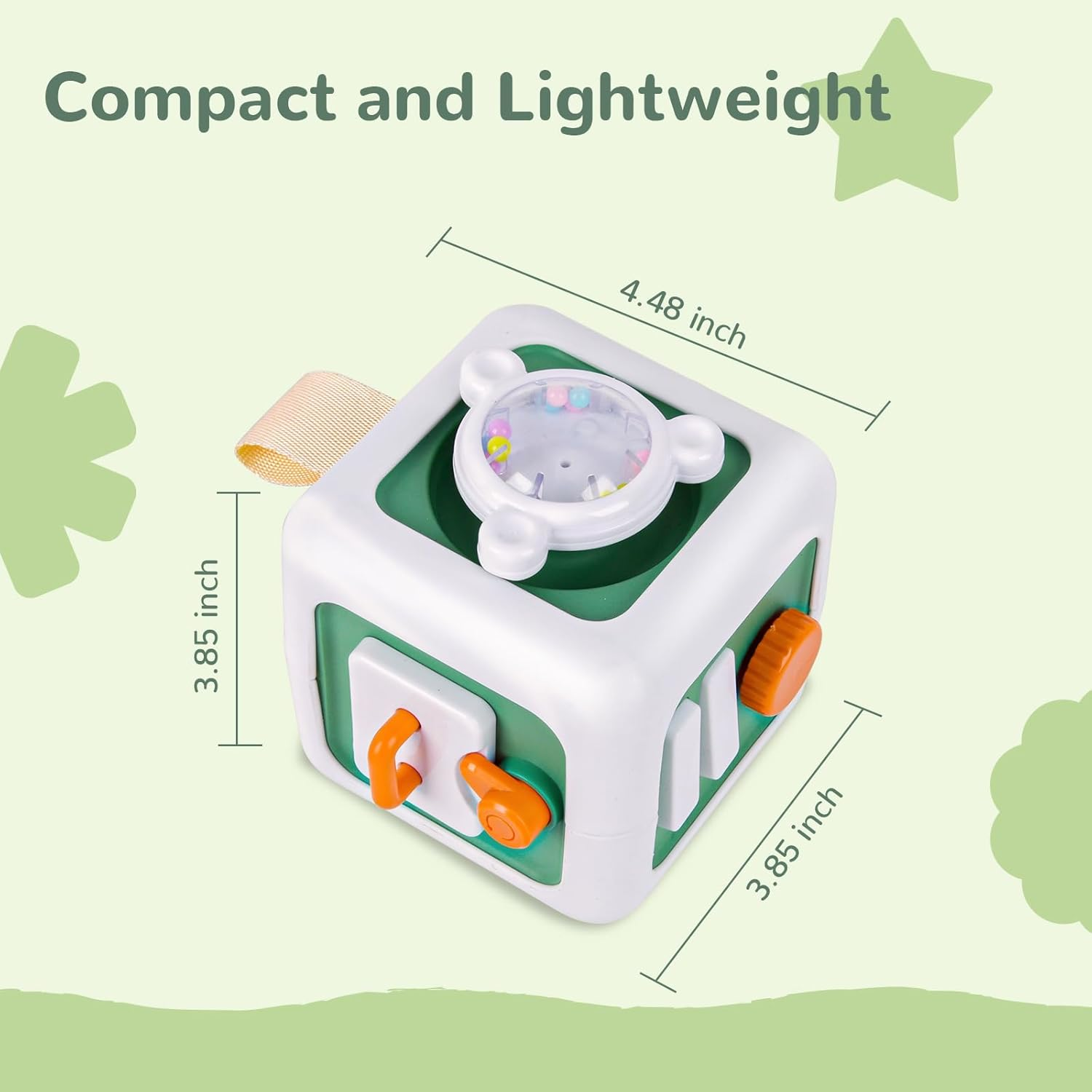 Busy Activity Cube Toys for 1 + Year Old Gifts, Sensory Learning Fine Motor Skills Toys for 18 Months, Montessori Airplane Travel Car Toys for Toddler 1-3, 1St Birthday Girl Gifts 18 Months + (Green) image number 1