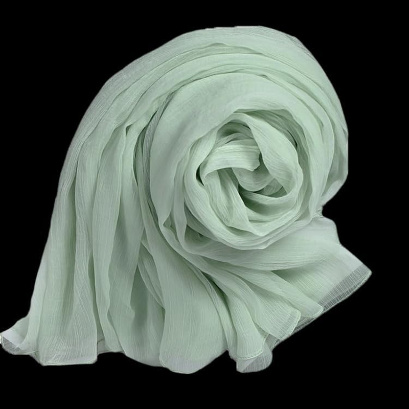 Lina & Lily Crinkled Chiffon Women'S Scarf Shawl Wrap Spring Summer Sheer Silky Featherlight - Baby Blue image number 4