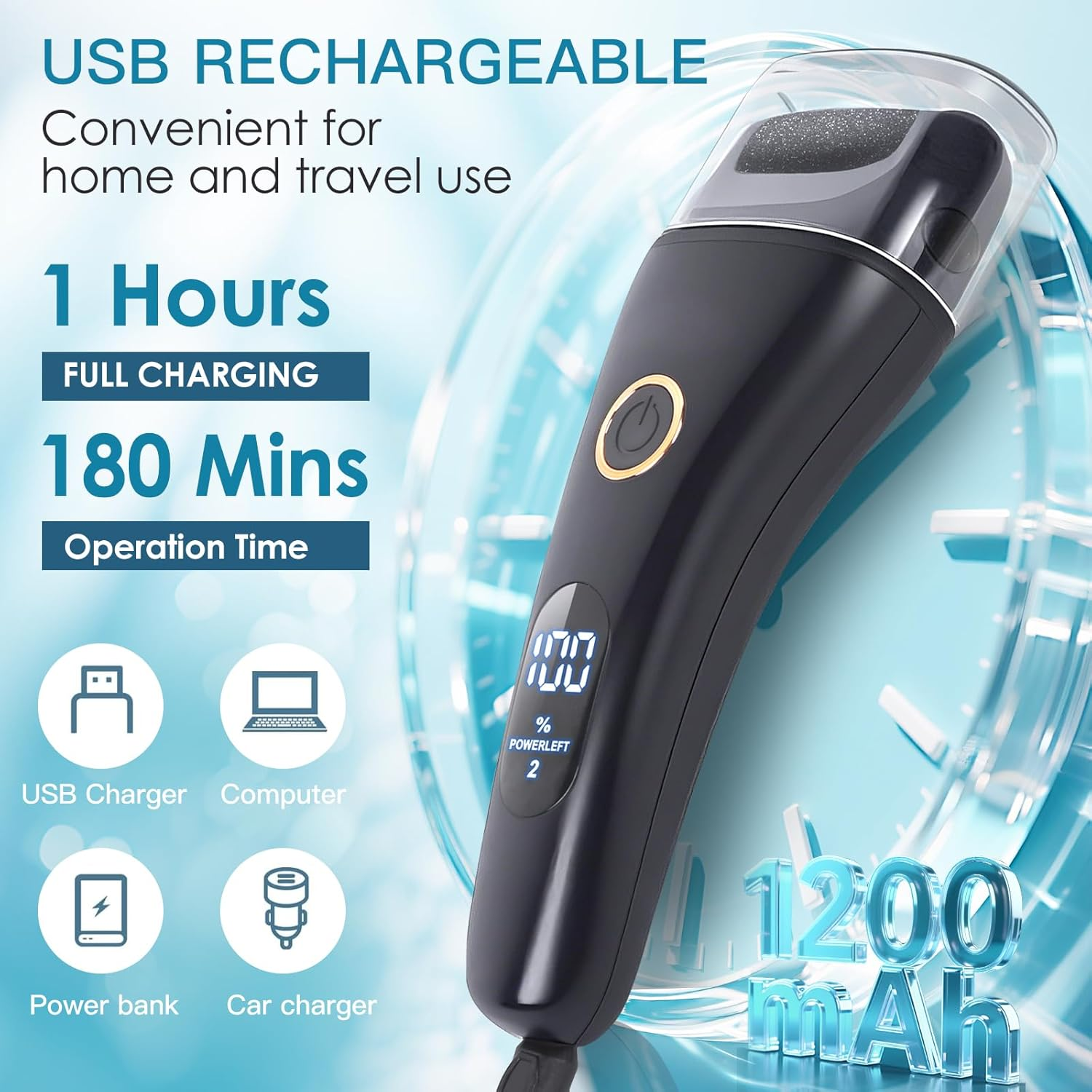 Electric Foot File - Callus Remover for Feet, Adjustable 3 Speed Rechargeable Waterproof Professional Pedicure Kit with 16 in 1 Foot Callus Remover Perfect for Dead Skin Calluses Hard Skin Dry Cracks