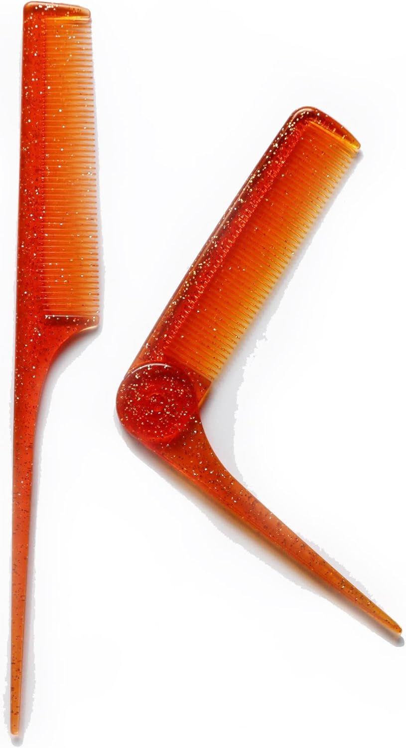 C1288 or Comb, Made in Japan, Straight & Foldable, Mini, Portable, Women'S, Cute, Glitter, Hair Brush, Orange