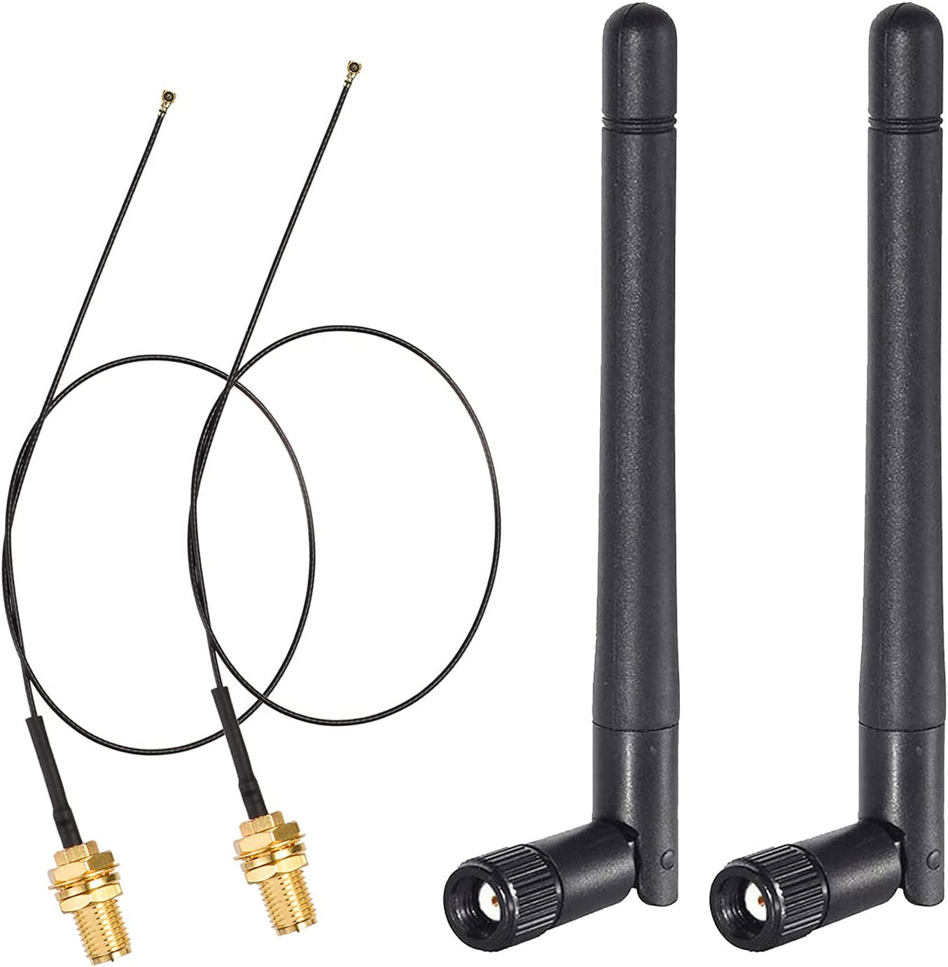 Bingfu Wifi Antenna 2.4Ghz 5Ghz MIMO RP-SMA Male Aerial (2-Pack) for PC Desktop Computer Wifi Router Wireless Network Card USB Adapter Security IP Camera Video Surveillance Monitor