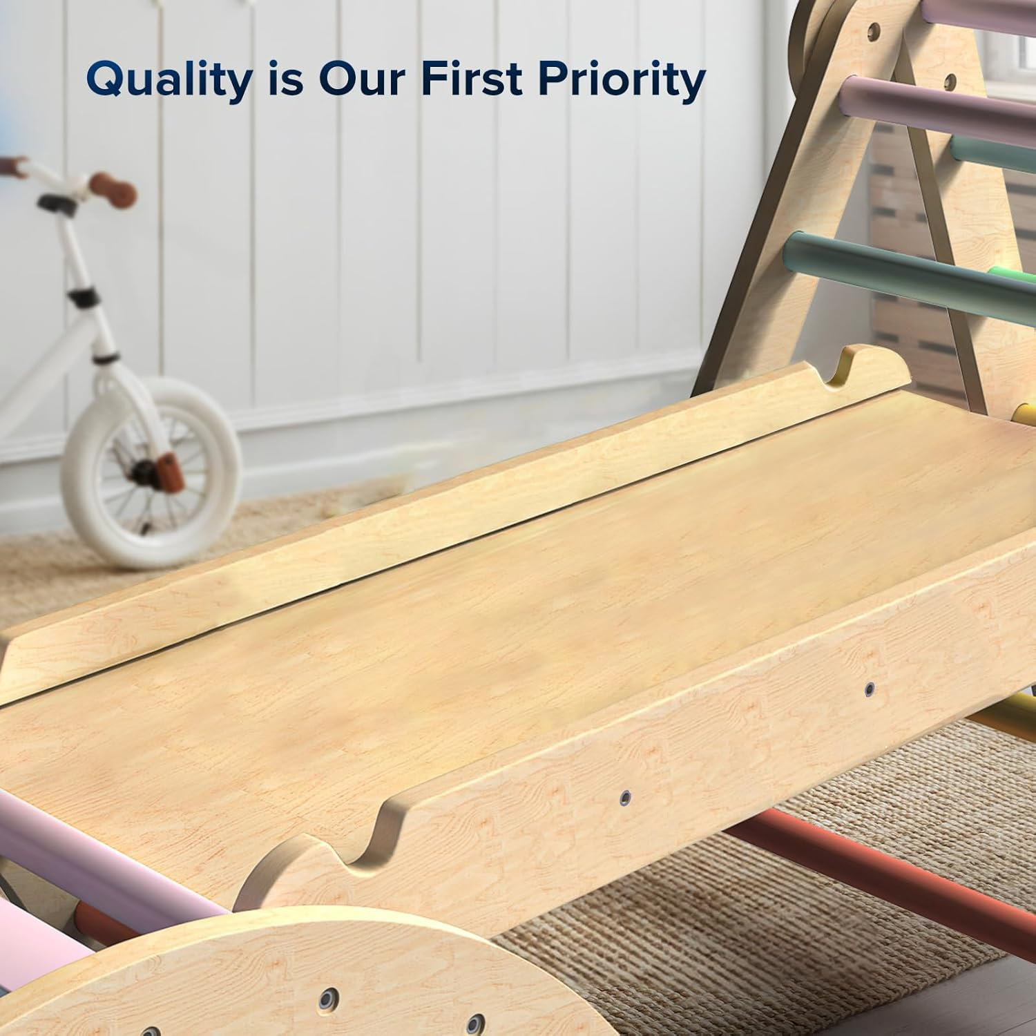 Omebel Pikler Triangle Set, 7 in 1 Foldable Toddler Climbing Toys Wooden Montessori Climbing Set, Baby Climber Indoor Jungle Gyms for Toddlers Montessori Toys image number 5