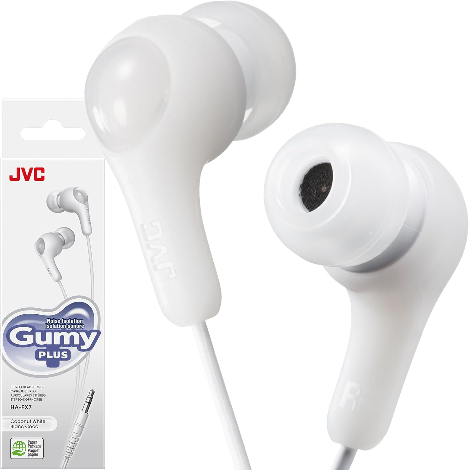 JVC Gumy in Ear Earbud Headphones with Paper Package, Powerful Sound, Comfortable and Secure Fit, Silicone Ear Pieces S/M/L - HAFX7BN (Black) - Green image number 4