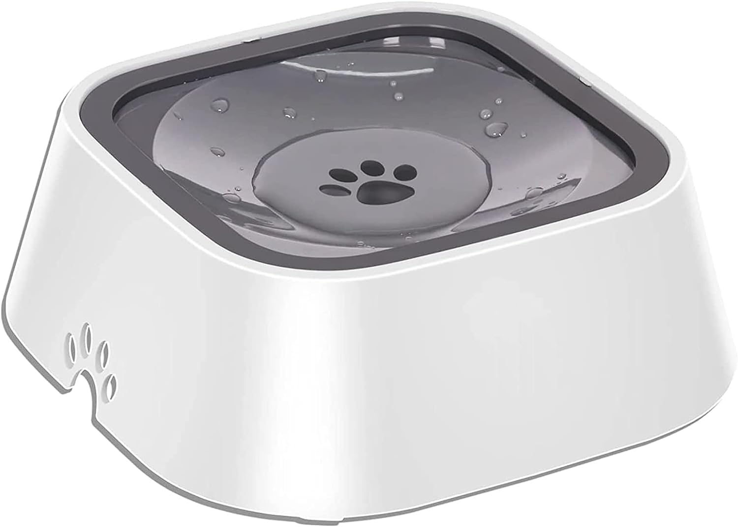 Dog Water Bowl No Spill, PRENDIEEN 1L/35Oz Large Capacity Dog Water Bowl Dispenser Non Slip No Splash Dog Water Bowl Pet Slow Feeder No Drip Dog Water Bowl Slow Water Bowl (White)