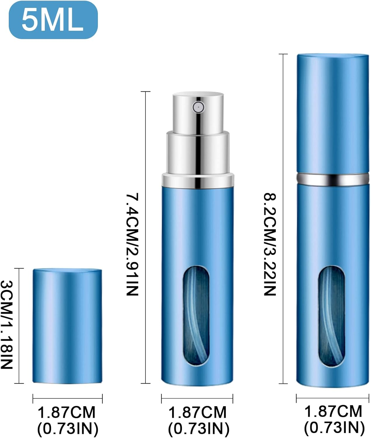 Awumbuk Perfume Atomiser Perfume Atomiser for on the Go Holiday Must Haves 5 Ml Perfume Atomiser Refillable Perfume Travel Bottle - Pack of 5 image number 2