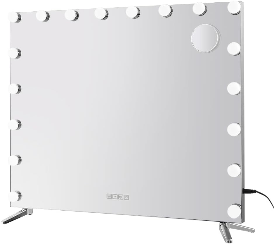 Embellir Hollywood Makeup Mirror, Vanity Mirrors Beauty Cosmetic Dressing Bathroom Decor, 18 LED Bulbs with 5X Magnification Bluetooth Speaker Frameless Dimable Lights Tabletop image number 5