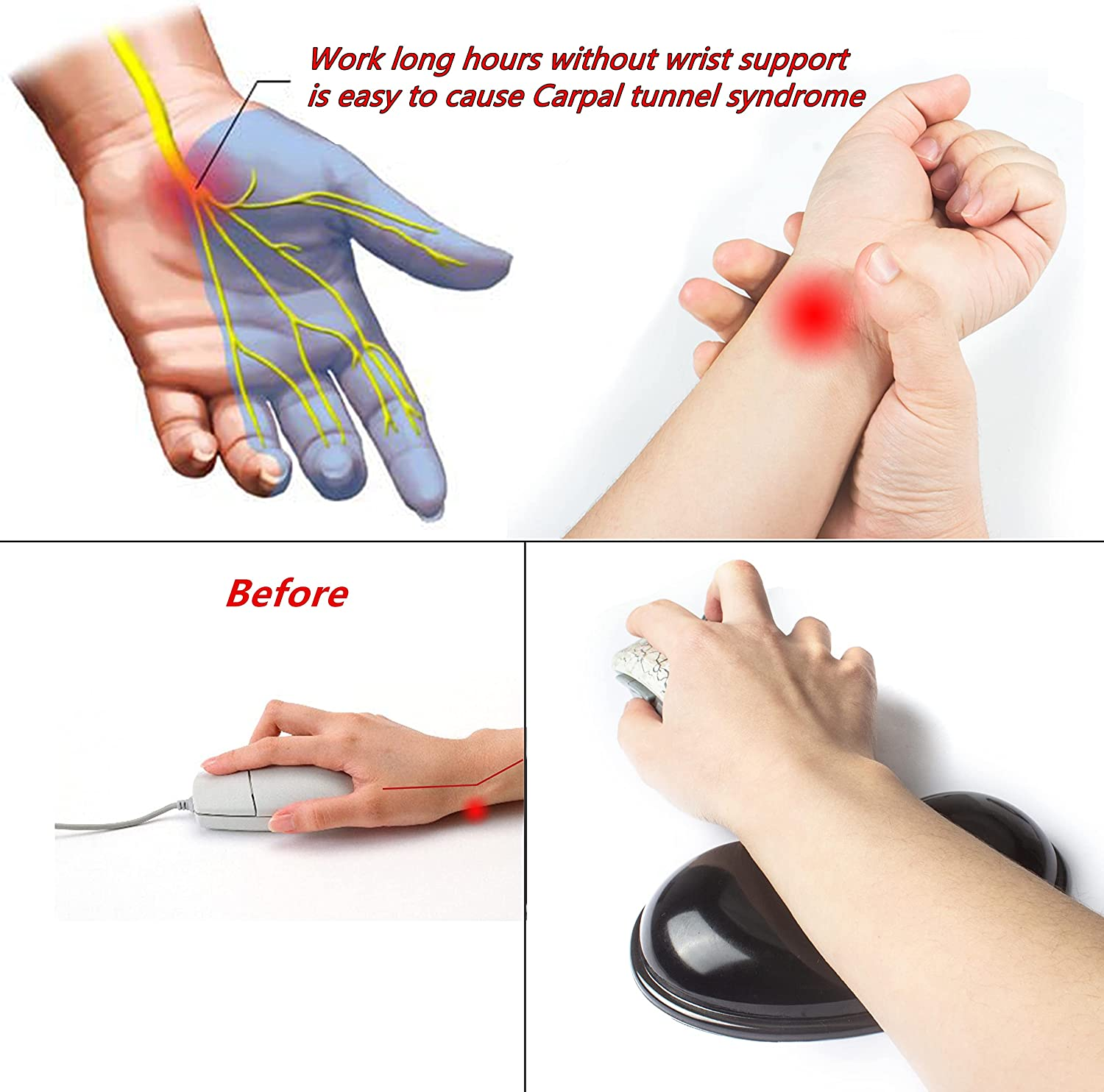 BRILA Ergonomic Silicone Mouse Wrist Rest, Cooling Silica Gel Mouse Wrist Support Pad for Office Work and Laptop Computer Gaming image number 5