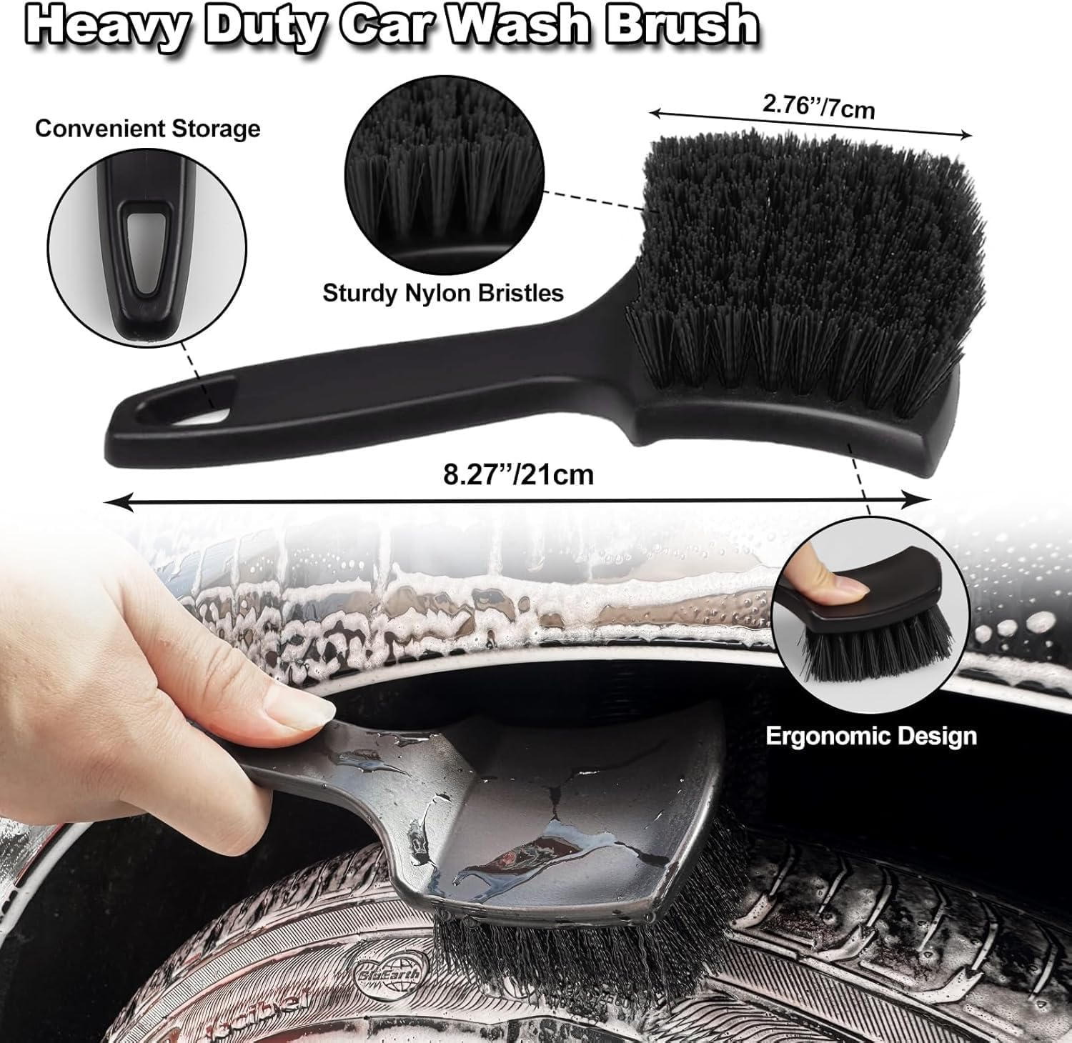 6Pack Professional Wheel & Tire Cleaning Kit Scratch-Free Soft-Bristled Brushes, 360&deg; Bendable Design for Rims/Detailing, Includes Microfiber Pads & Double-Ended Detailing Brush ﻿ image number 4