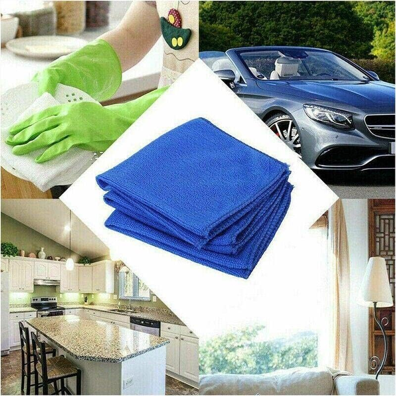 AIMALL 50PCS Microfibre Cleaning Cloths, Ultra-Absorbent 9.84 X 9.84 Inches Blue Detailing Towels for Car Cleaning, Washing, Dusting, and Polishing - Lint-Free, Reusable, and Streak-Free image number 6