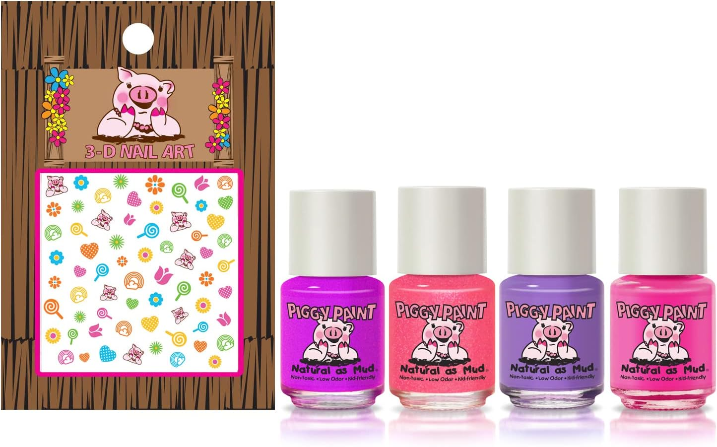 Piggy Paint | 100% Non-Toxic Girls Nail Polish | Safe, Cruelty-Free, Vegan, & Low Odor for Kids | Swirls & Twirls (4 Polish + Nail Art Gift Set) image number 3