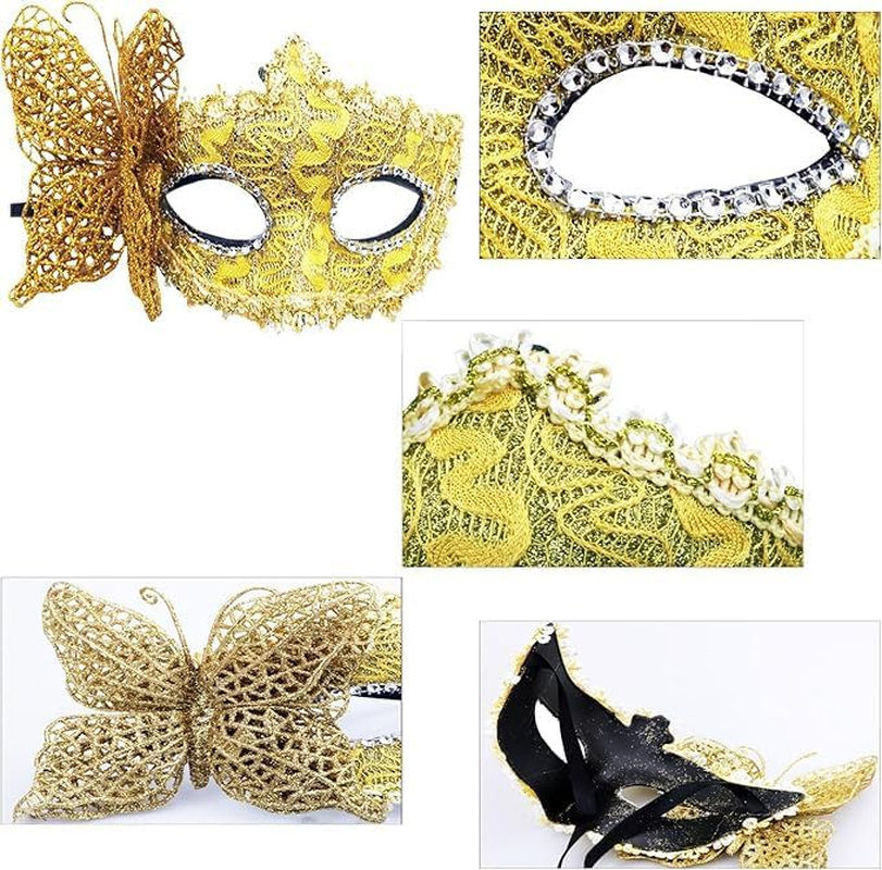 2Pcs Venetian Mardi Gras Mask Christmas Party Masks Costume Accessories for Halloween Men Women image number 1