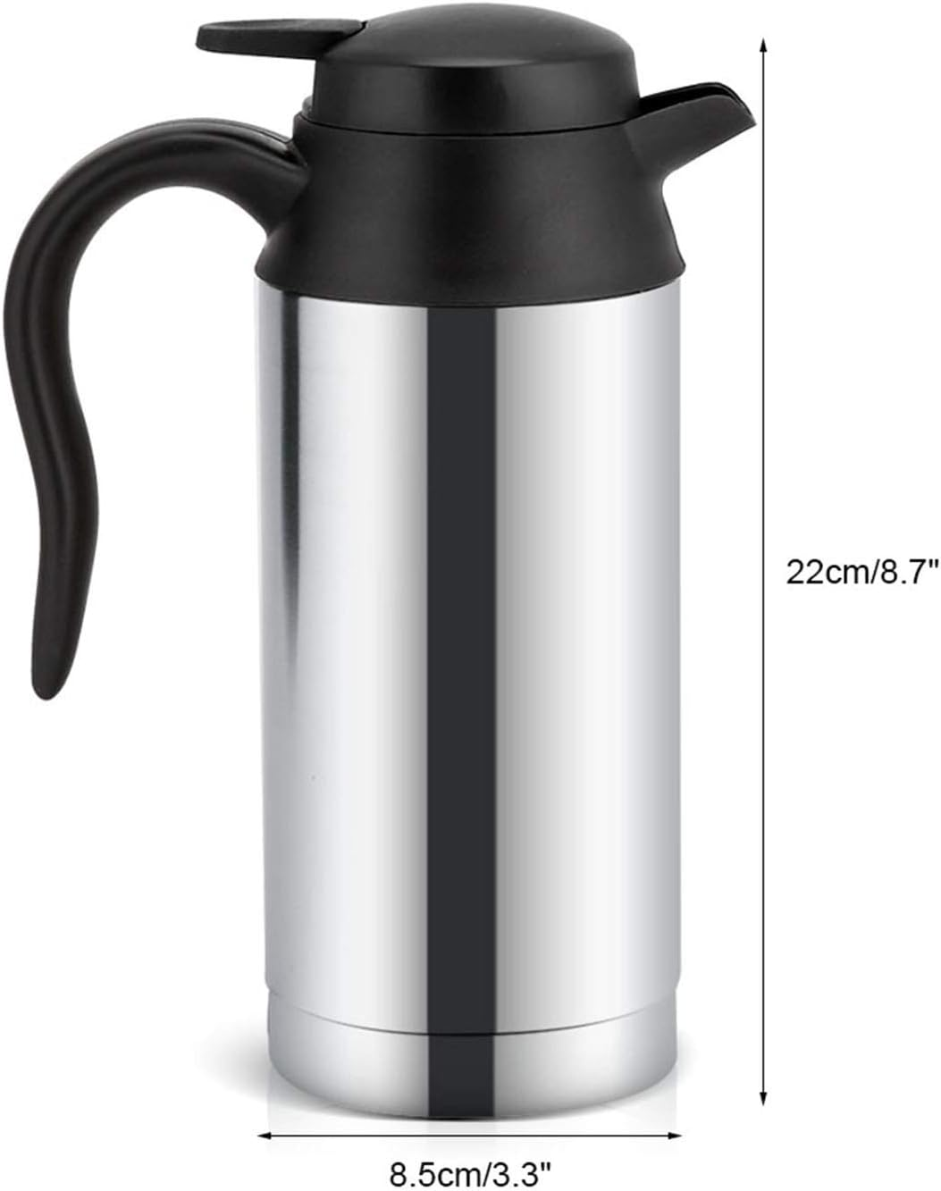 Car Kettle, 12V 750Ml Food Grade Stainless Steel Car Heating Cup, Portable Fast Boiling Travel Kettle with Indicator Light and Charger for Hot Water, Coffee, Tea, Beverage image number 1