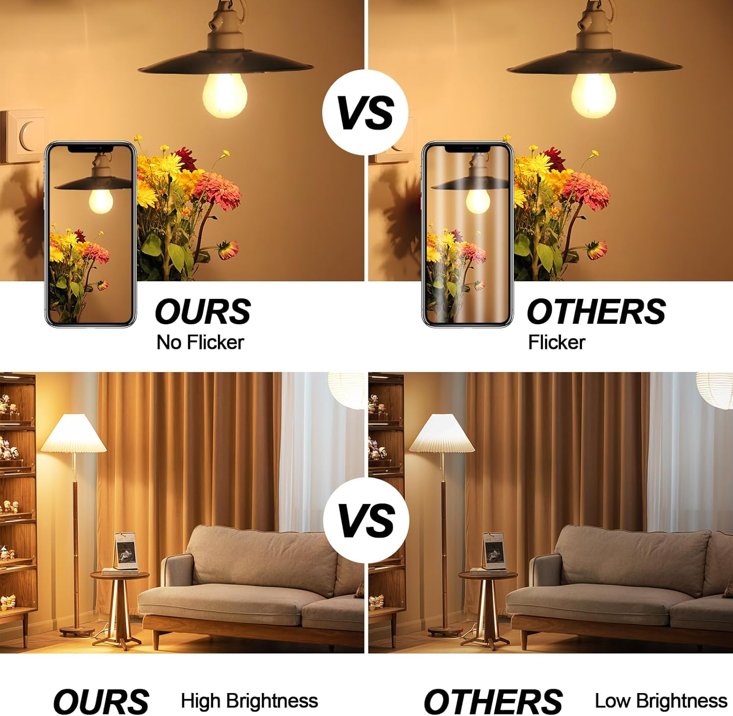 Spacelumen E27 Dimmable Bulbs 4W 40W Equivalent G45 Golf Ball Bulbs, Warm White 2700K, Vintage Led Edison Screw Bulb for Celling Fan Vanity Light & Pendant Light, 4-Pack image number 4