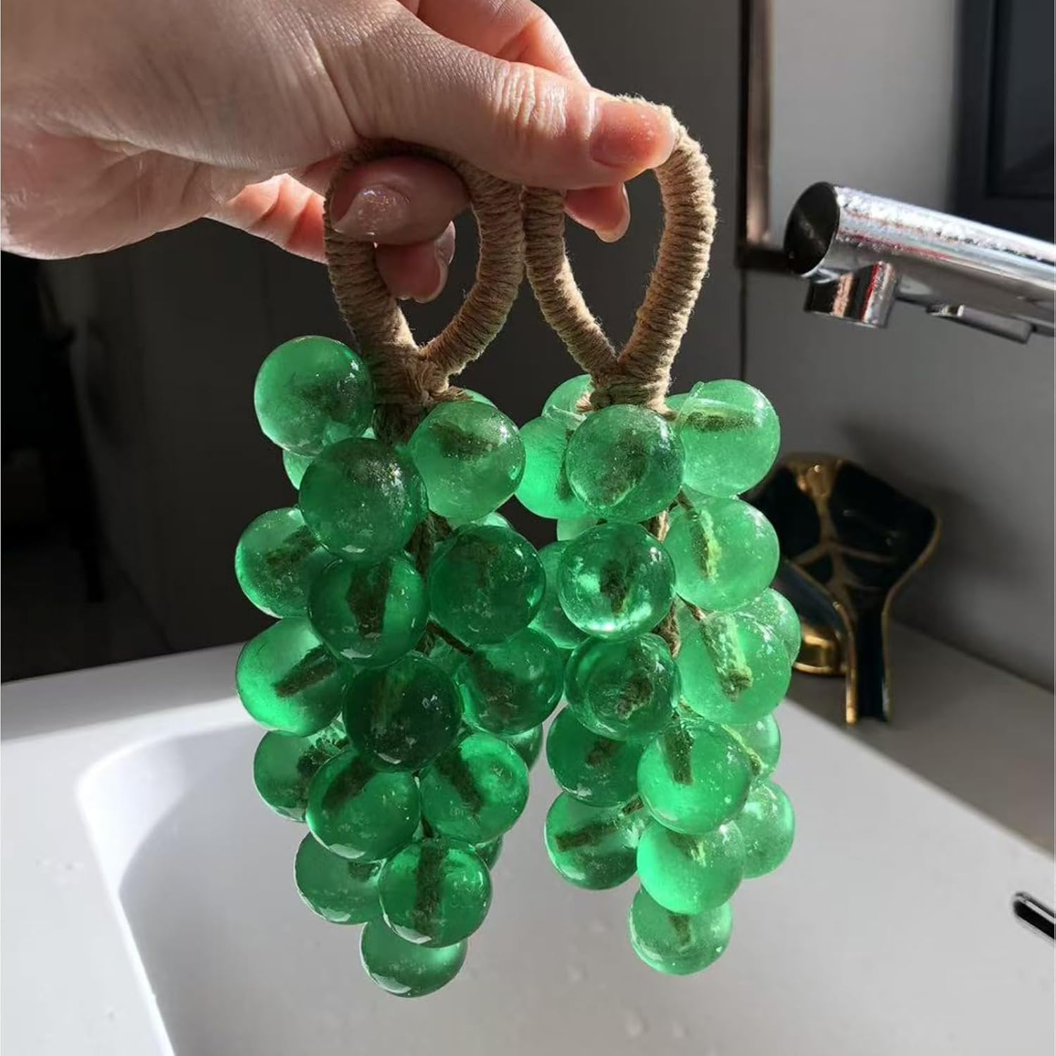 Handmade Crystal Grape Soap on a Rope, Moisturizing Essential Oil Soap for Hand, Face & Body, Decorative for Women & Men, Long Lasting Fragrance Gift (B) image number 5