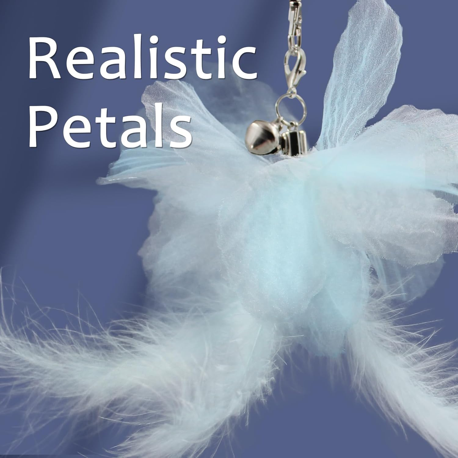 SONGWAY Cat Wand Toys for Indoor Cats - Cat Feather Toys with Retractable Cat Stick and 6 PCS Fairy Cat Teaser Toy Refills, Butterfly Tassel Plush Cat Toys Interactive, Blue Visit the SONGWAY Store image number 5