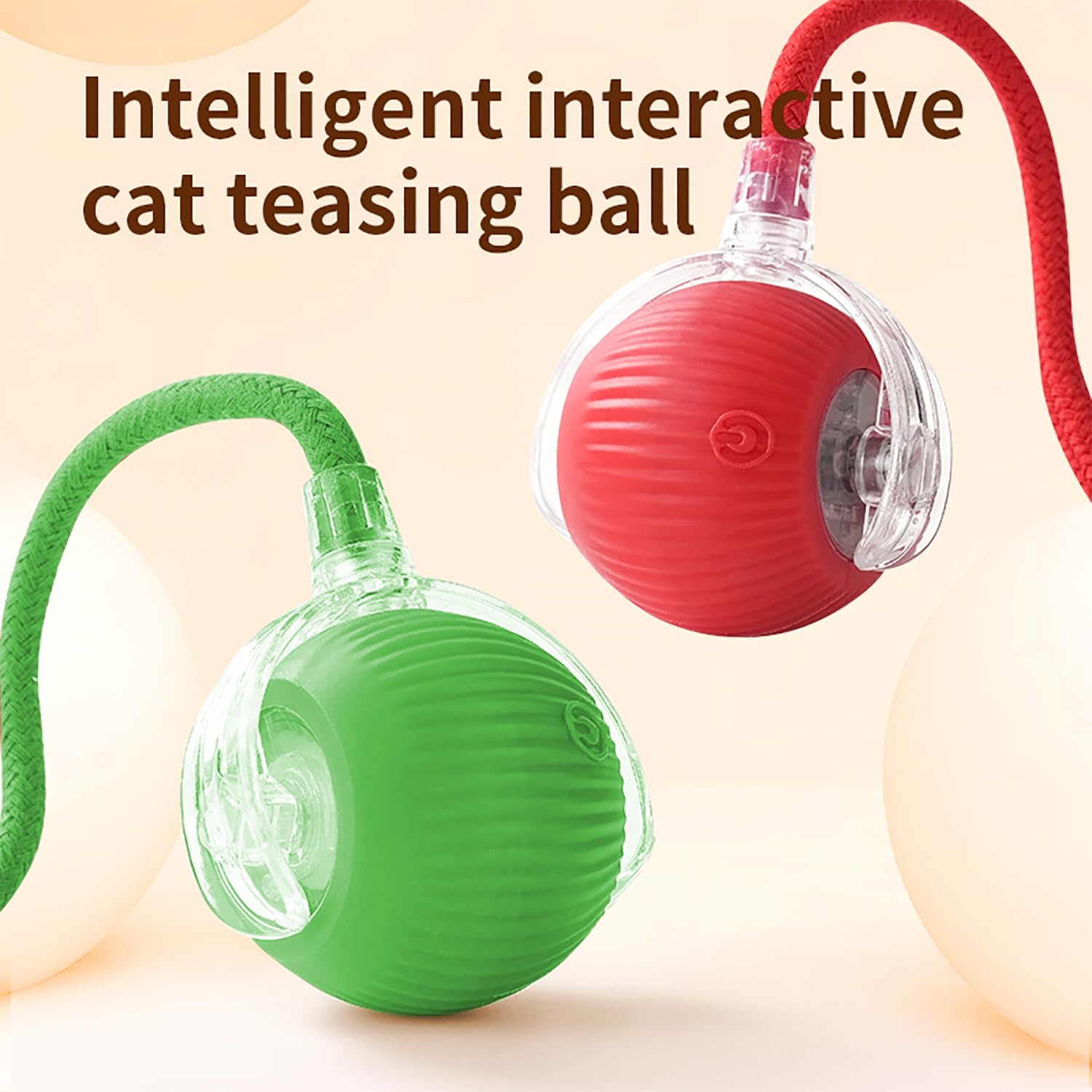 2PCS Interactive Cat Toy,Upgrade Interactive Cat Dog Toys Ball Fast Rolling,Self-Playing Automatic Moving Kitten Toys for Cats,Durable and Safe Material,360&deg; Smart Automatic Rolling Ball (Red+Green) image number 4