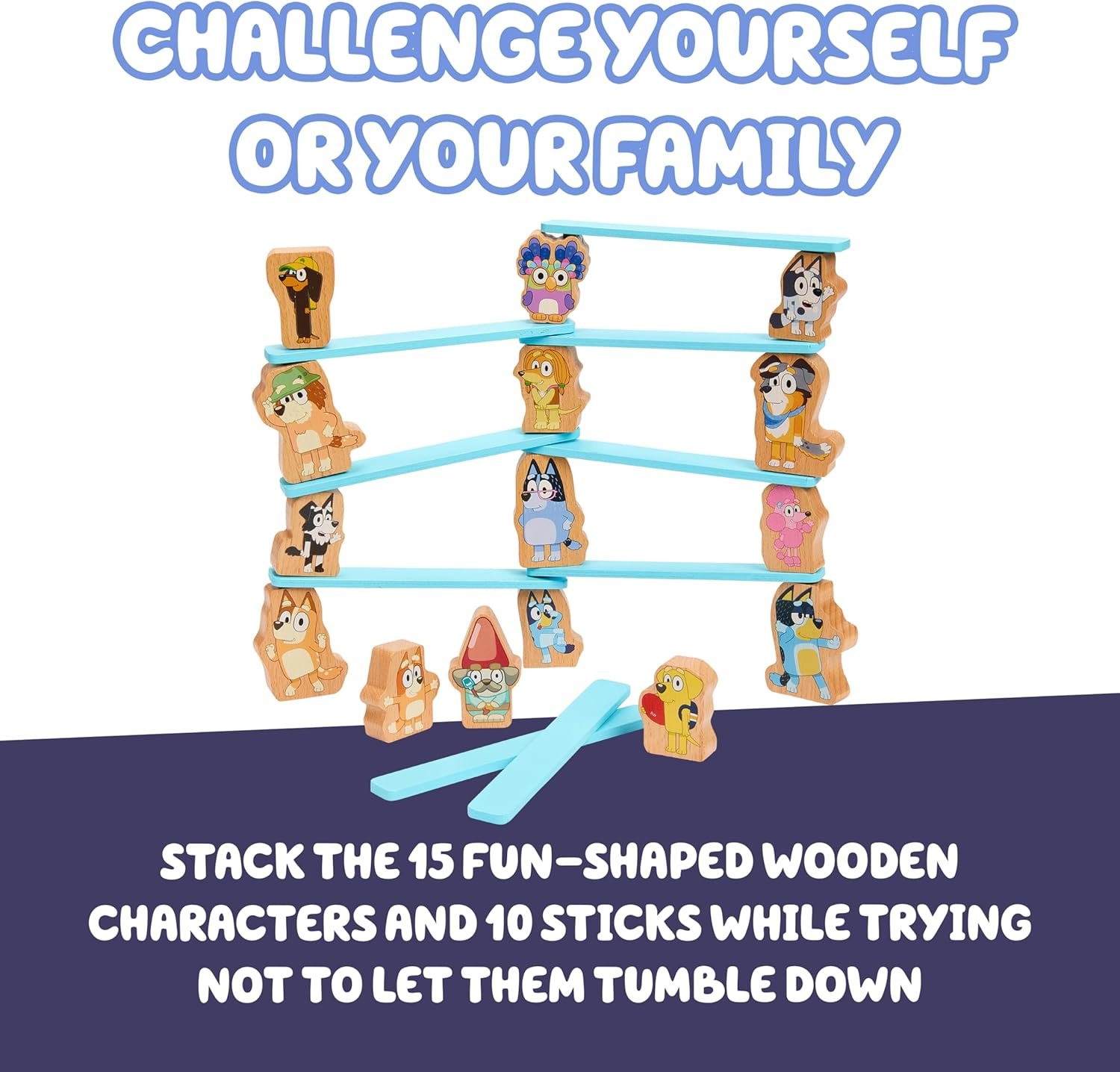 Bluey Wooden Stacking Game 26-Piece Activity Toy Playset image number 5