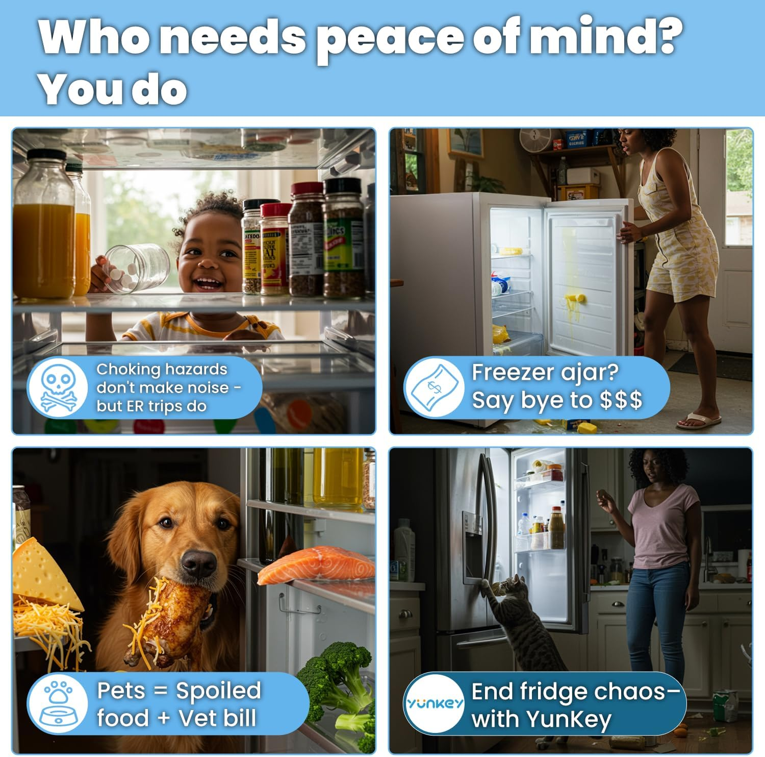 Refrigerator Fridge Freezer Door Lock for Kids and Aging Seals, Child Proof Refrigerator Latch Lock to Keep Door Closed, No Tools Required and Easy Installation image number 5