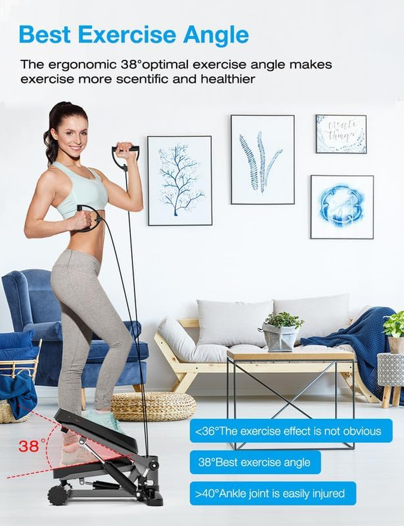 Mini Steppers for Exercise, Portable Mini Stair Stepper Exercise Equipment for Home with Resistance Band & Calories Display & Non-Slip Mat,Aerobic Step Fitness Machines for Office Workout image number 3