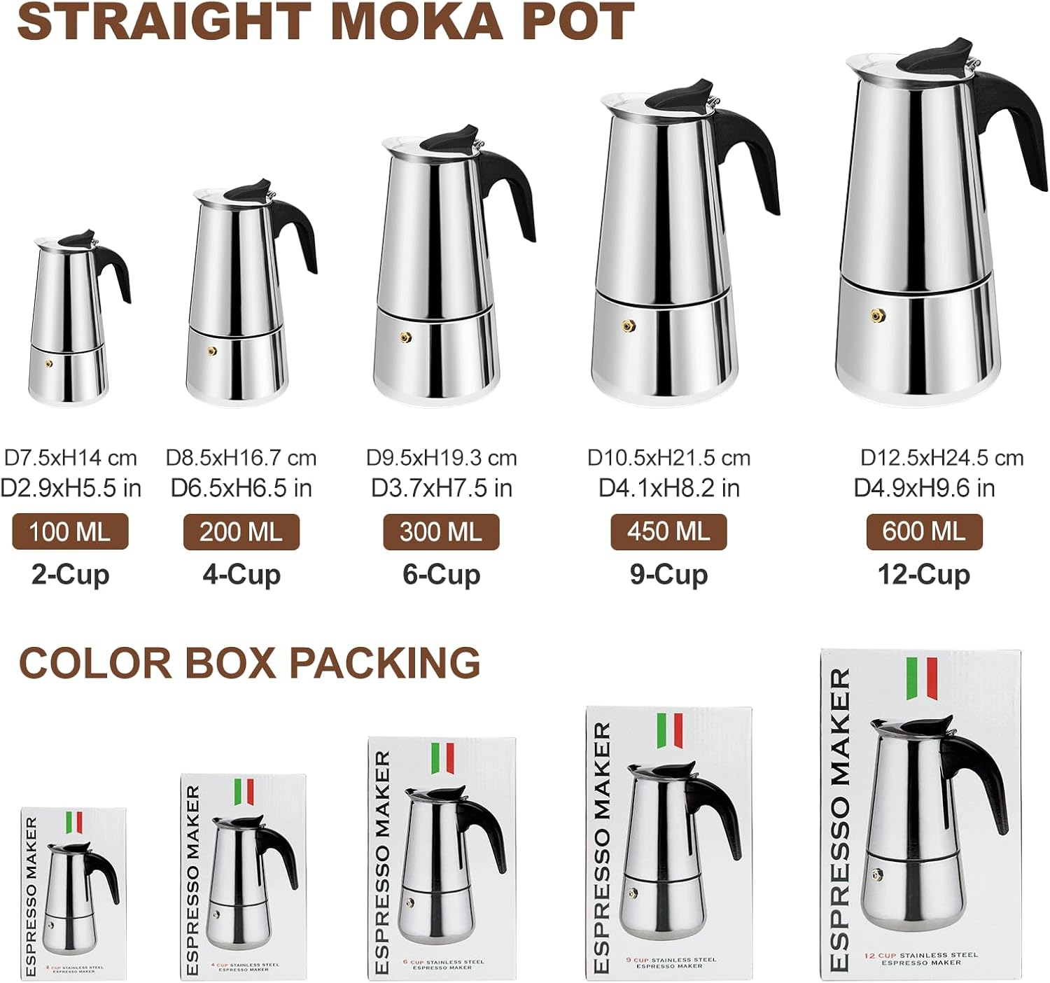 4 Cup Stovetop Espresso Maker Stainless Steel Moka Pot Espresso Maker Percolator Italian Coffee Maker Capable Mocha Coffee Machine Cafe Classic Maker for Home & Camping 200Ml 6.6Oz image number 6
