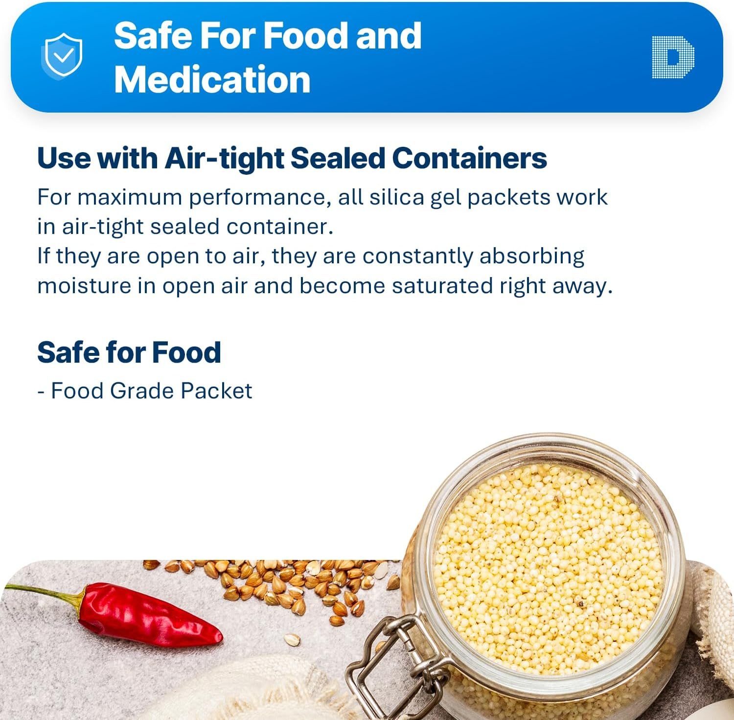 Dry & Dry 20 Gram Pack of 20 Silica Gel Packets Desiccant Dehumidifiers image number 3