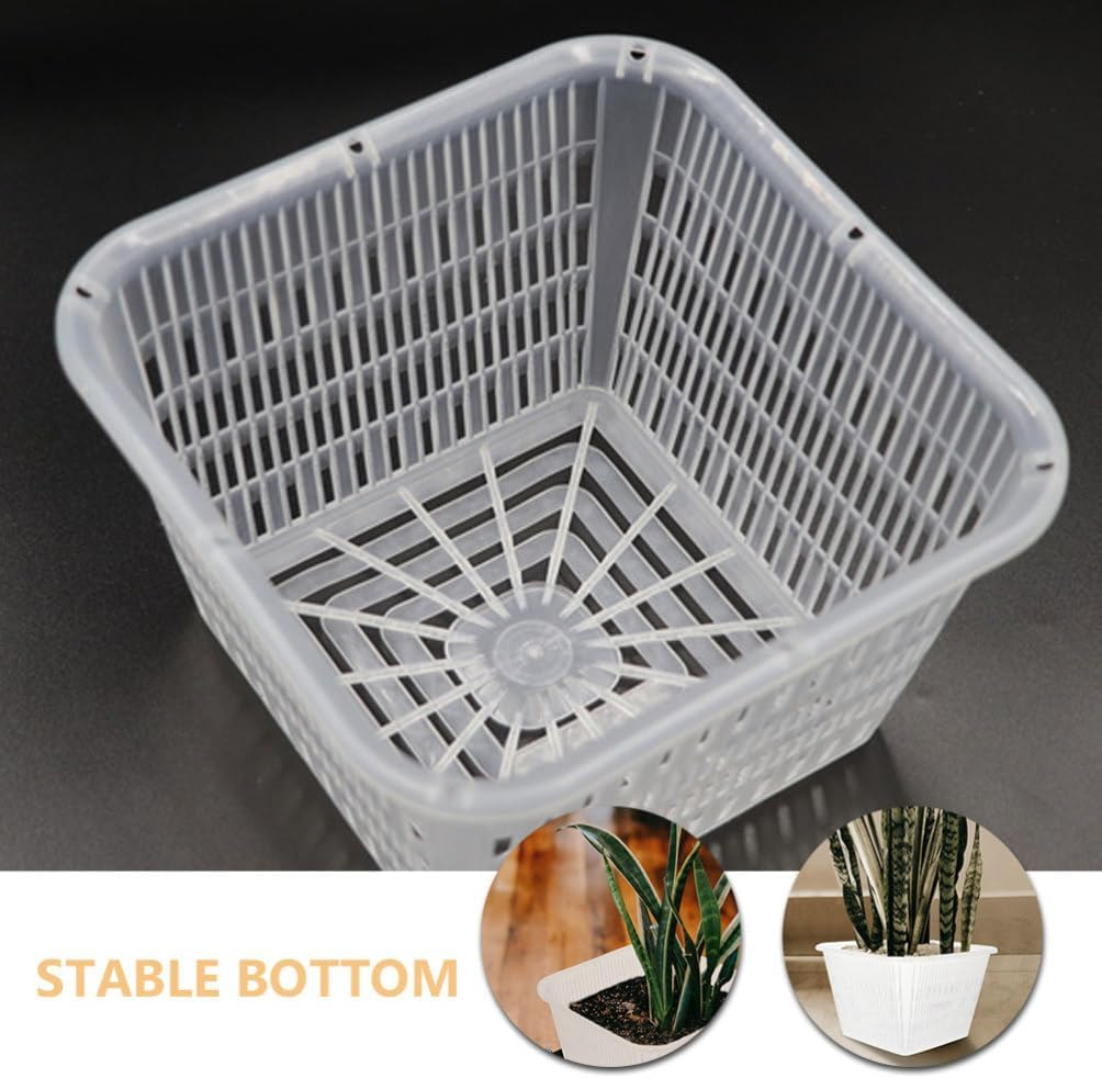 Kisangel 4Pcs Hydroponic Mesh Plant Basket Plastic Aquatic Pots Planting Net Pots for Balcony Garden,Transparent - Black image number 7