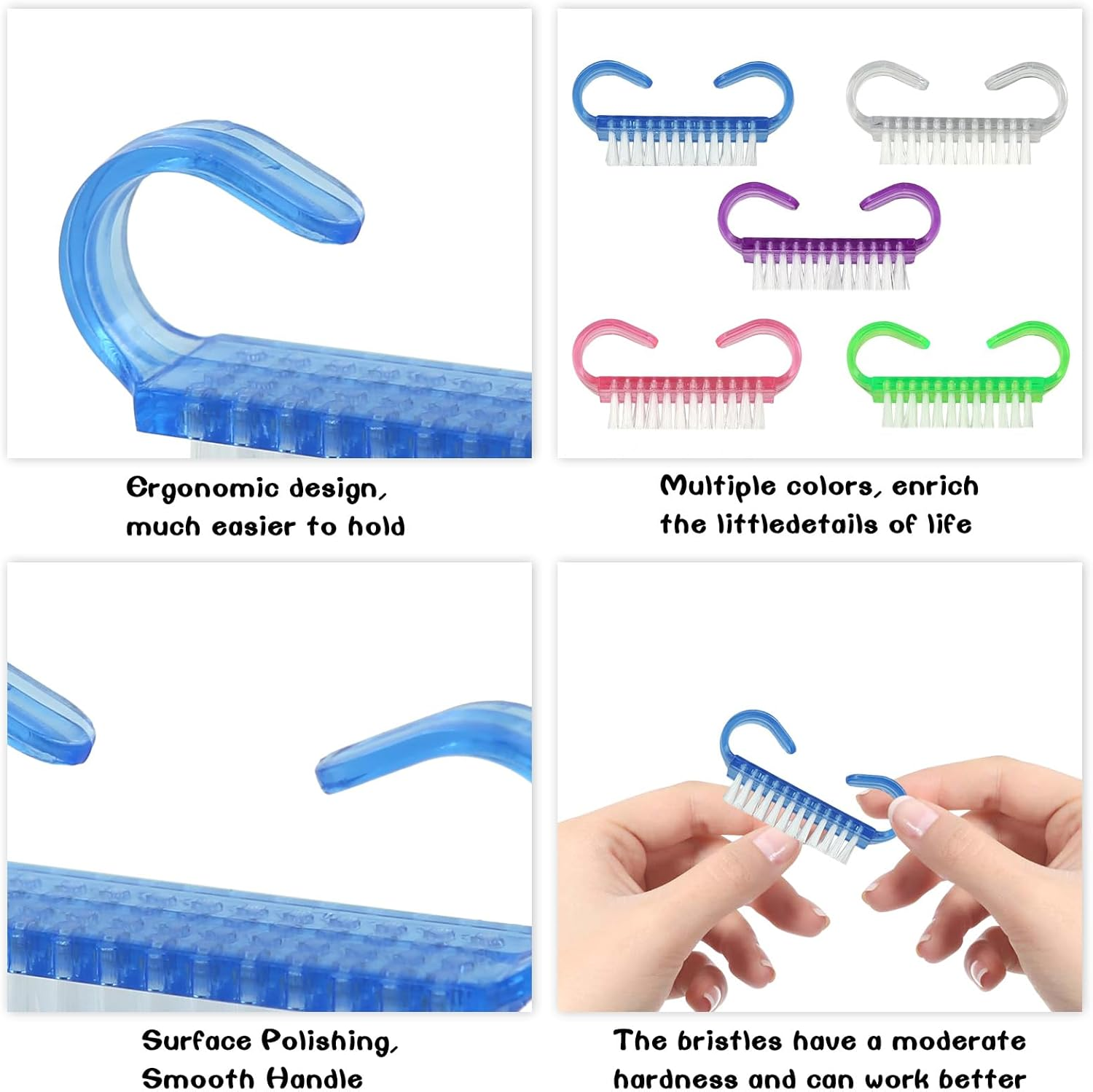 10 Pieces Nail Brush, Mini Plastic Handle, Nail Cleaning Brush, Hand Scrub Brush, Fingernail Brushes, Kids Nail Scrub Brushes for Cleaning Nails, Manicure, Pedicure Treatment image number 4