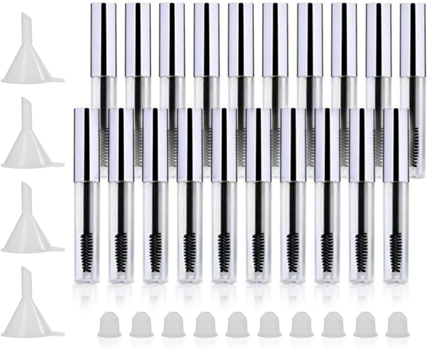 Ideal Swan 10Pcs 4Ml Empty Mascara Tube and Wand, DIY Mascara Container with Cap,Eyelash Tubes Vials Bottle with Rubber Inserts and Funnels Kit for Castor Oil image number 5