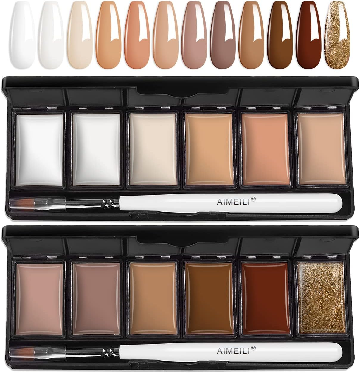 AIMEILI Solid Gel Nail Polish 12 Colours Solid Nail Gel UV LED Soak off Solid Cream Gel Polish