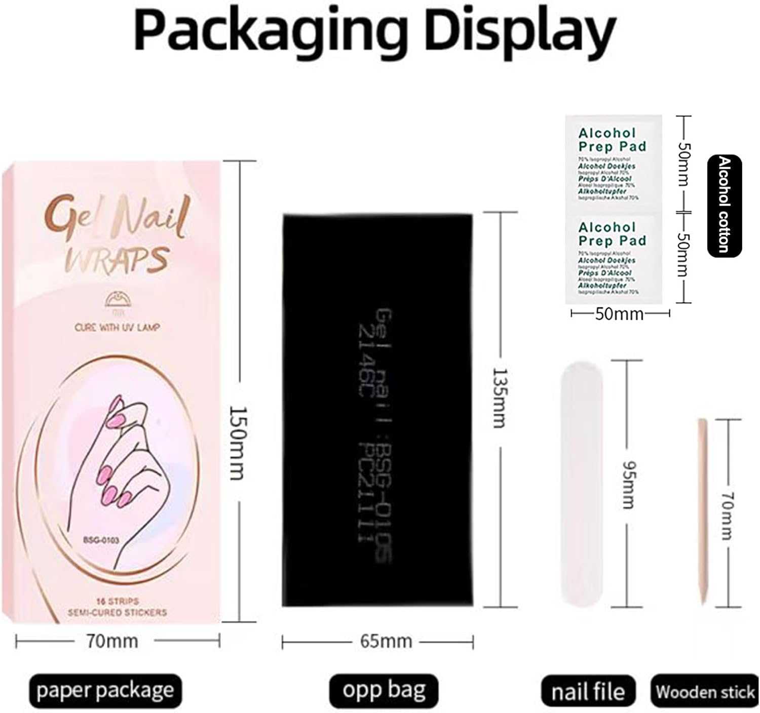 Semi Cured Gel Nail Strips, 16 Self-Adhesive Gel Nail Stickers, Salon Quality, Nail Art Decoration Accessories for Women Girls image number 3