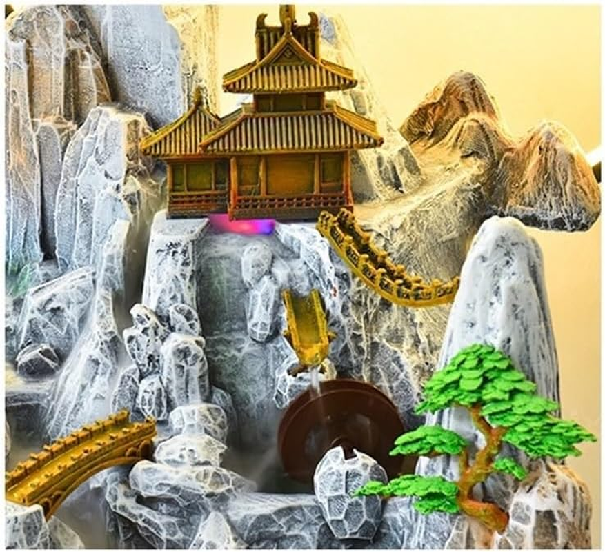 Outdoor Fountain 163Cm Height Living Room Rockery Flowing Ornaments Office Floor to Ceiling Feng Shui Fountain Water Scenery(Dark Gray)