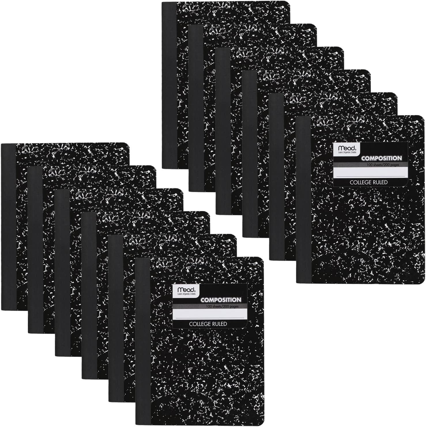 Mead Composition Notebooks, 12 Pack, College Ruled Paper, 9-3/4" X 7-1/2", 100 Sheets per Comp Book, Black Marble (72938) - Pack Of 1, Classic image number 7