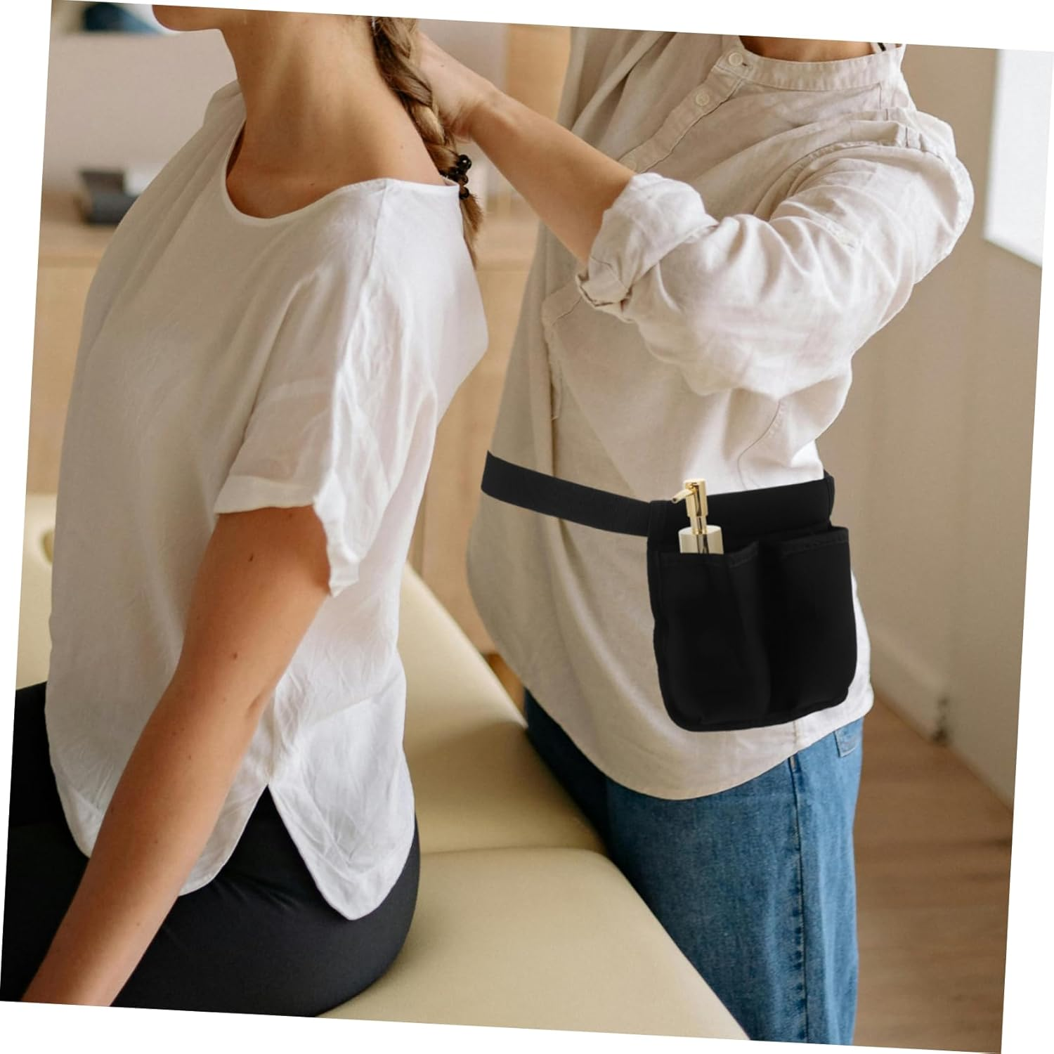 OSOLADY Essential Oil Holder Organizer Dual Pocket Adjustable Belt Waist Bag for Massage Therapists Home Travel Use image number 4