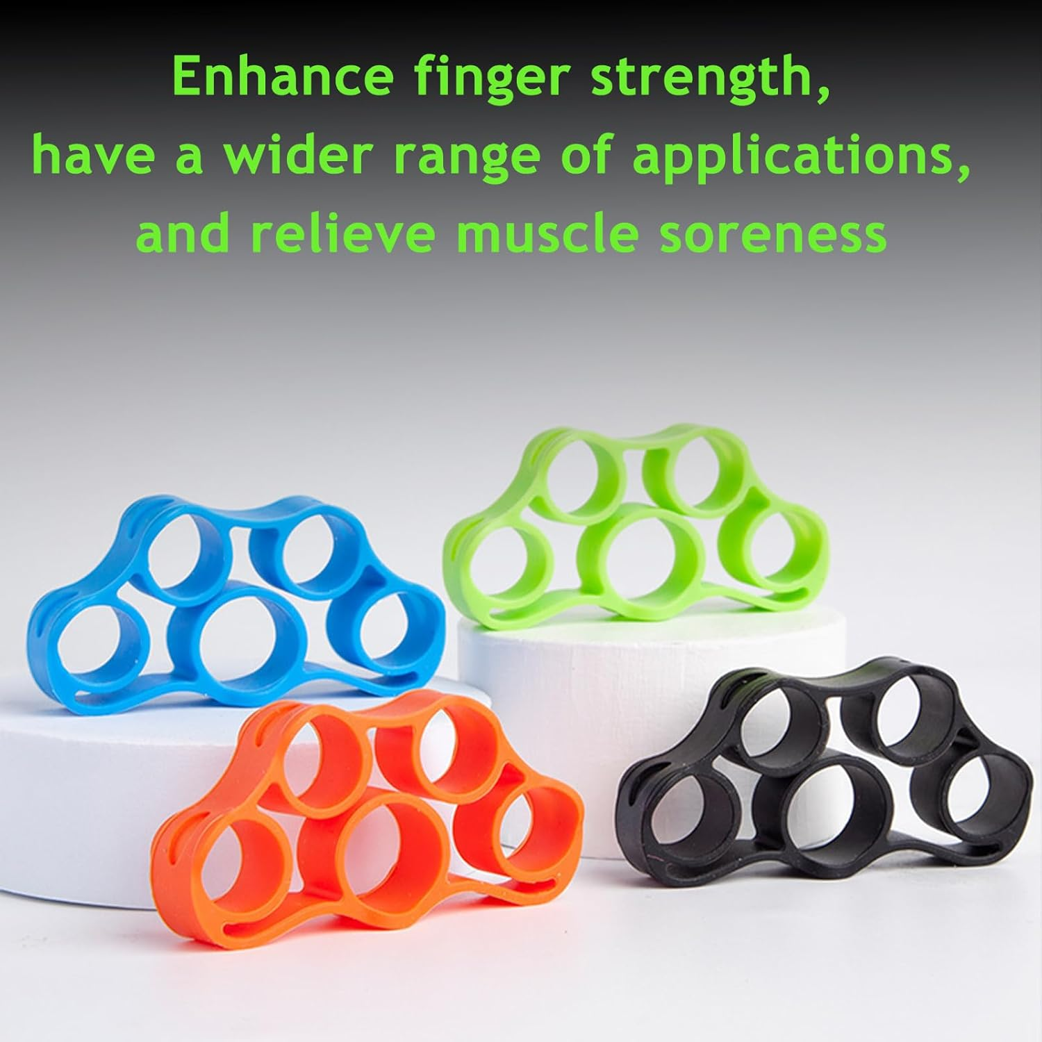 Hand Grip Strengthener 3 Pcs Finger Stretcher Resistance Bands and Hand Grip Ring Exerciser Expander Finger Trainer for Forearm and Finger Strength Training Hand Therapy and Stress Relief image number 4