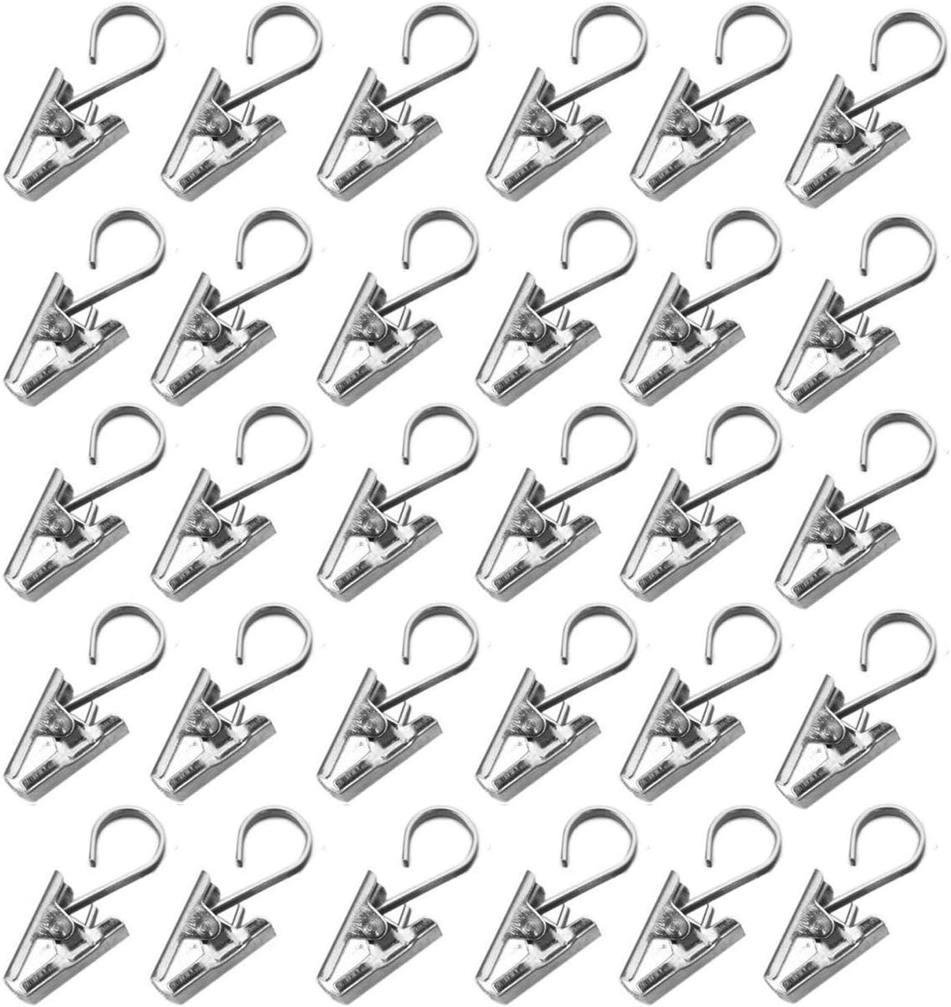 LERTREE 30PCS Heavy Duty Stainless Steel Metal Clips W/Hook for Curtain, Photos, Art Craft Hanger Hanging Clips Home Decoration image number 2