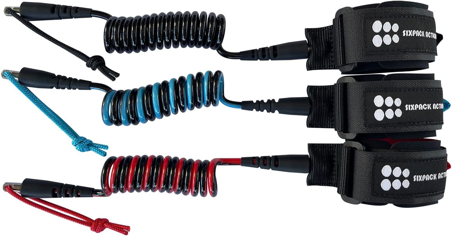 SIXPACK ACTION 4Ft 6Mm Coils Wrist Bodyboard Leash, Adjustable Wrist Cuff for Kids and Young Adults, Wrist Sized Approx 145Mm-200Mm