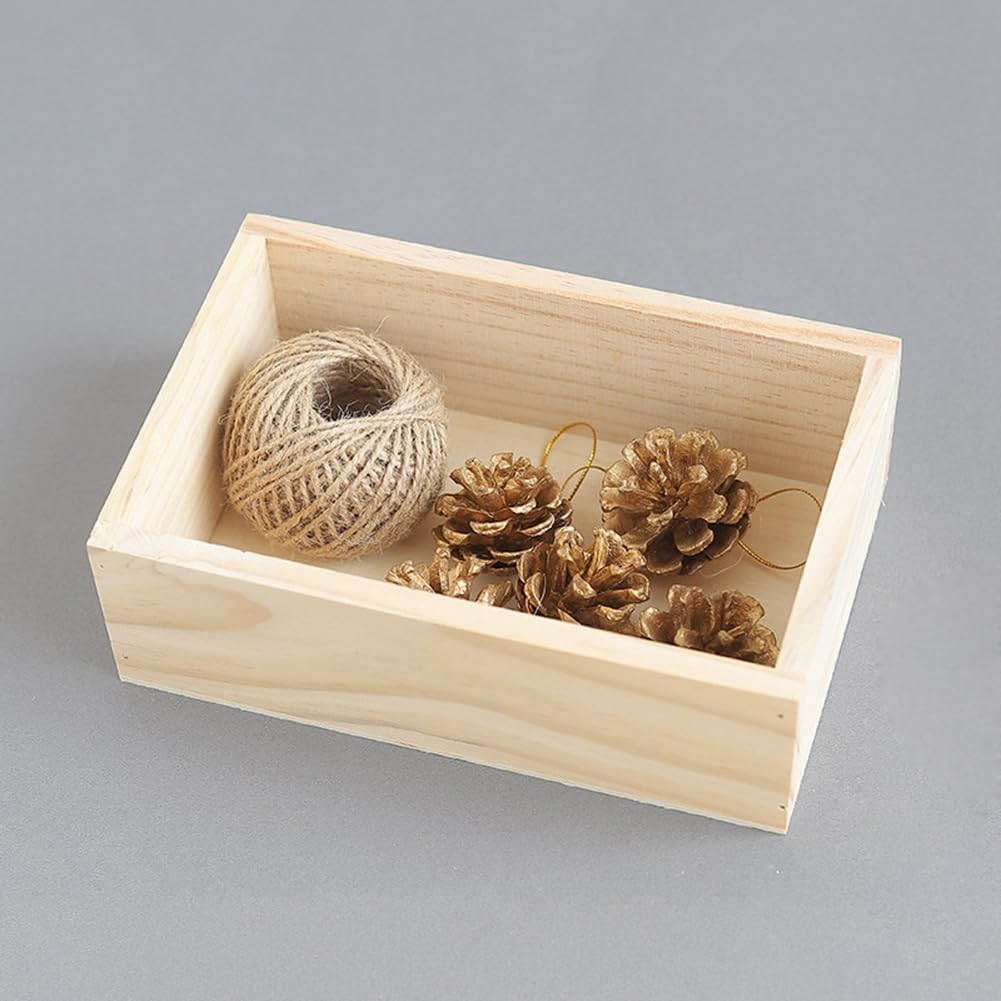 Lnqwhduu Retro Square Wooden Succulent Small Flower Pot Wooden Box Home Gardening Decoration Supplies image number 4