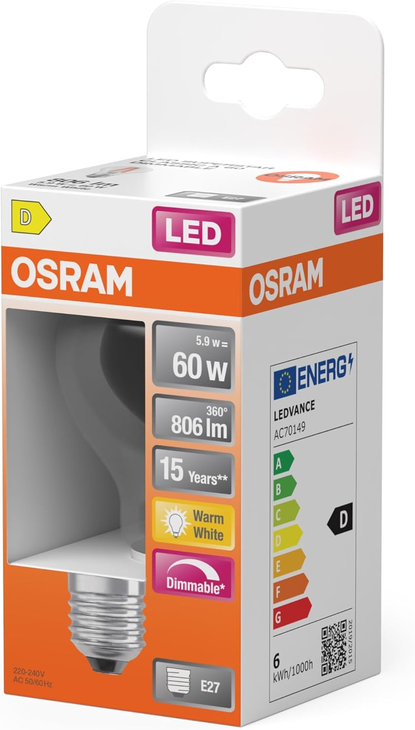 OSRAM LED Retrofit Classic a DIM 5.9 W 827 Clear E27 image number 1