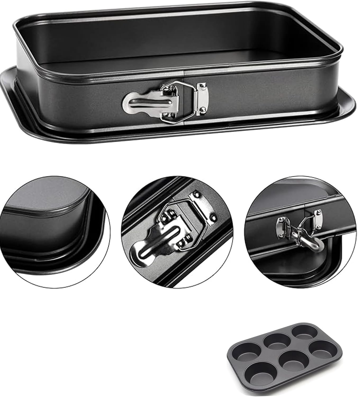 2 Pack Large Springform Cake Pan, Non-Stick Baking Pan Mold with Removable Bottom for Ice Cream Cake Bakeware, Black image number 3