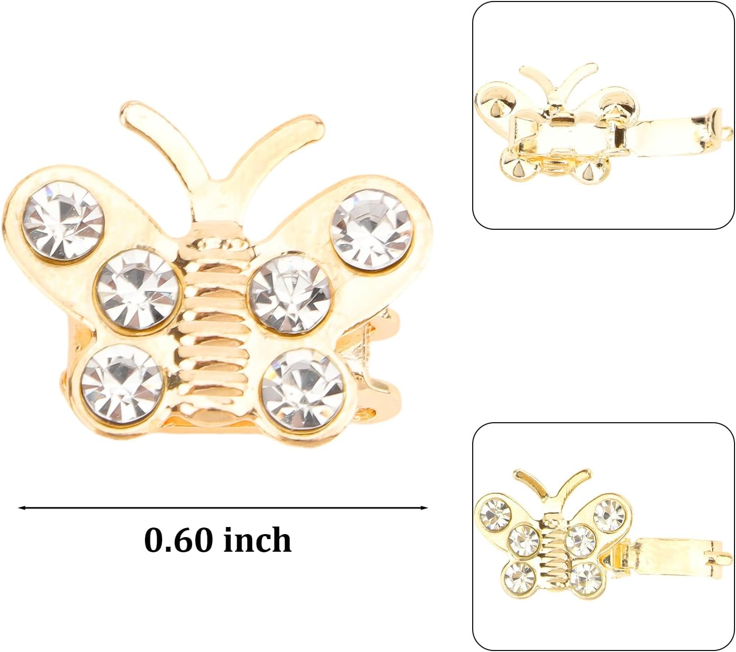 Bumlofa Glitter Butterfly Hair Clips: 20 Small Hair Clips for Girls Hair Clips - Ideal for Braids, Hairstyle Decor & Party, Elegant Hair Accessories with Rhinestones image number 2